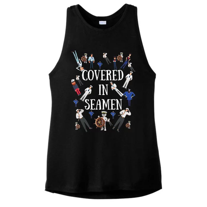 Covered In Seamen Funny Inappropriate Embarrassing Adult Humor Ladies Tri-Blend Wicking Tank