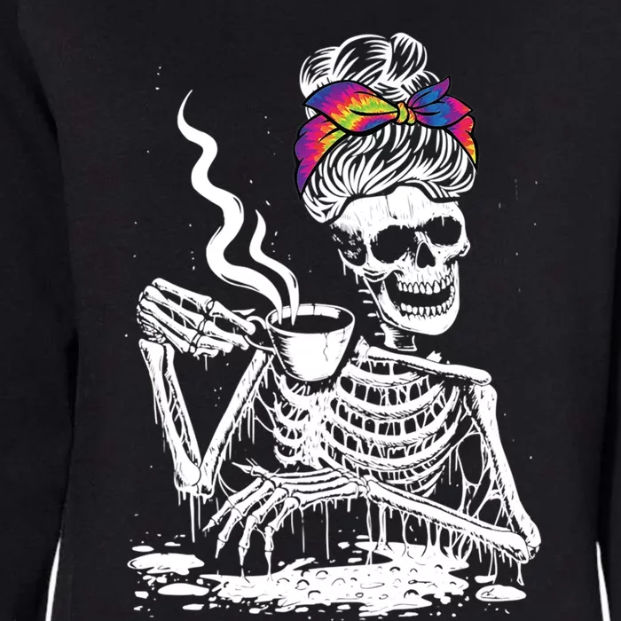 Coffee Ing Skeleton Lazy Diy Halloween Messy Bun Hair Gift Womens California Wash Sweatshirt