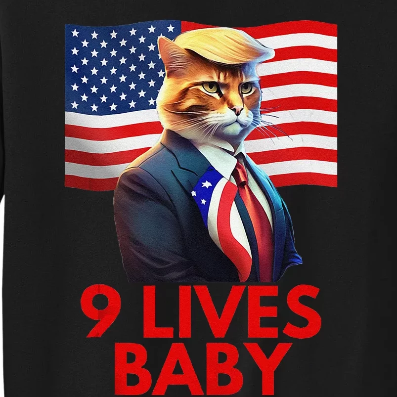 Cat In Suite With Trump Hair American Flag Nine Lives Baby Gift Sweatshirt