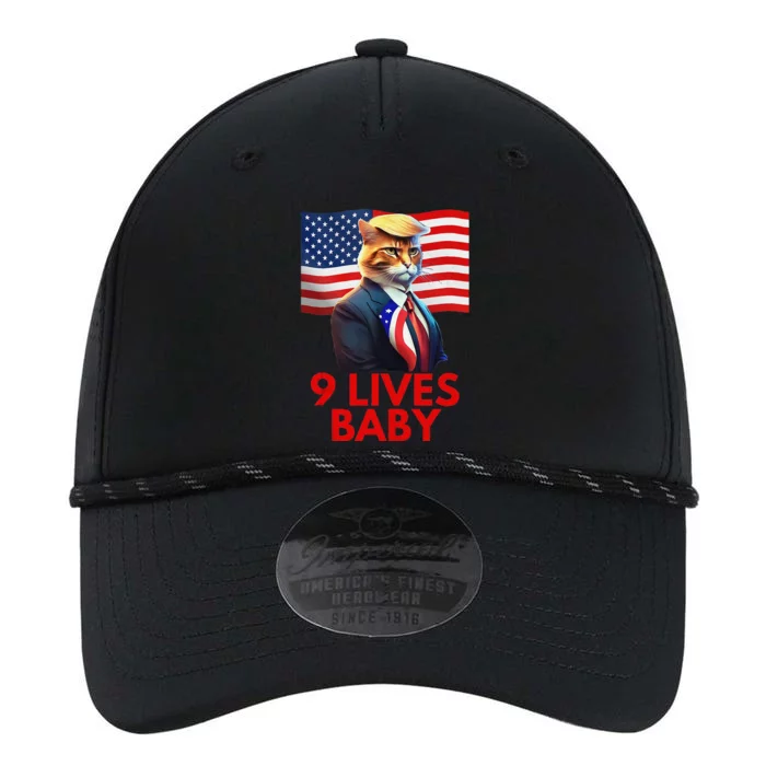 Cat In Suite With Trump Hair American Flag Nine Lives Baby Gift Performance The Dyno Cap