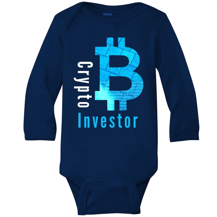 Crypto Investor, Satoshi, Bitcoin, Blockchain, Cryptocurrency, DeFi, BTC Baby Long Sleeve Bodysuit