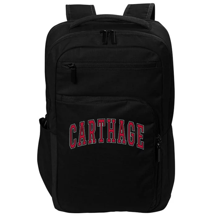 Carthage Illinois Souvenir College Style Red Text Impact Tech Backpack