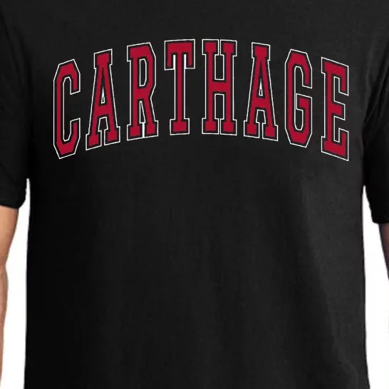 Carthage Illinois Souvenir College Style Red Text Pajama Set