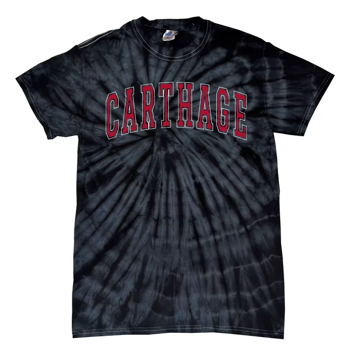 Carthage Illinois Souvenir College Style Red Text Tie-Dye T-Shirt