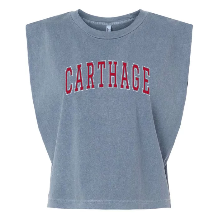 Carthage Illinois Souvenir College Style Red Text Garment-Dyed Women's Muscle Tee