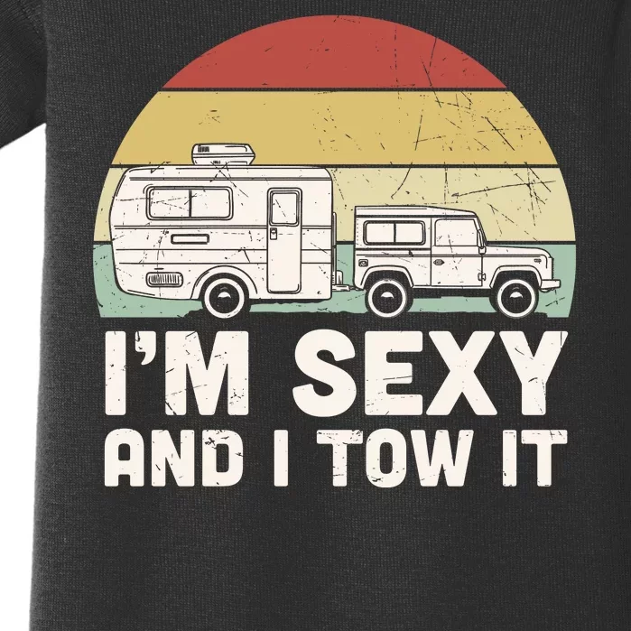 Camping I'm Sexy And I Tow It Funny Retro Sunset Baby Bodysuit