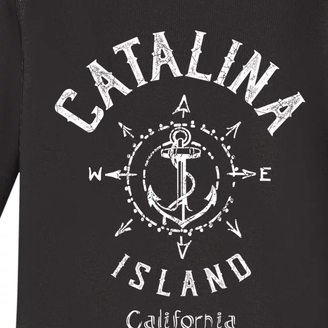 Catalina Island Sailing Compass Rose Beach Boat Great Gift Baby Long Sleeve Bodysuit