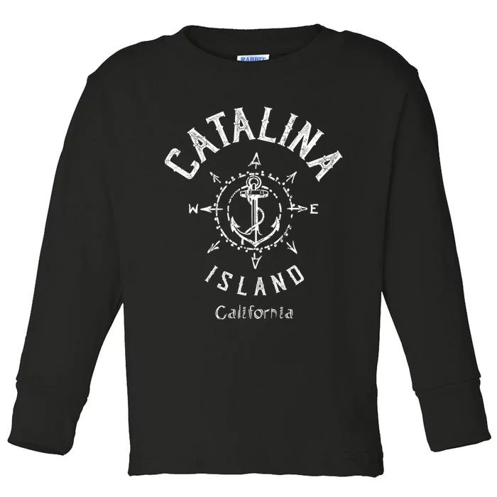 Catalina Island Sailing Compass Rose Beach Boat Great Gift Toddler Long Sleeve Shirt