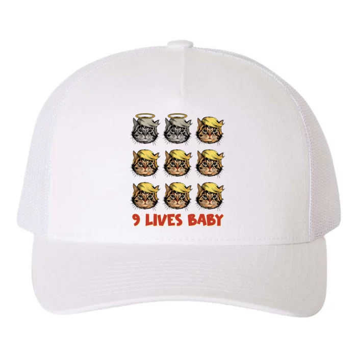 Cat In Suite With Trump Hair American Flag Nine Lives Baby Yupoong Adult 5-Panel Trucker Hat