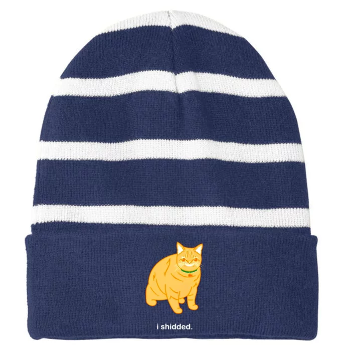 Cat I Shidded Shirt Striped Beanie with Solid Band