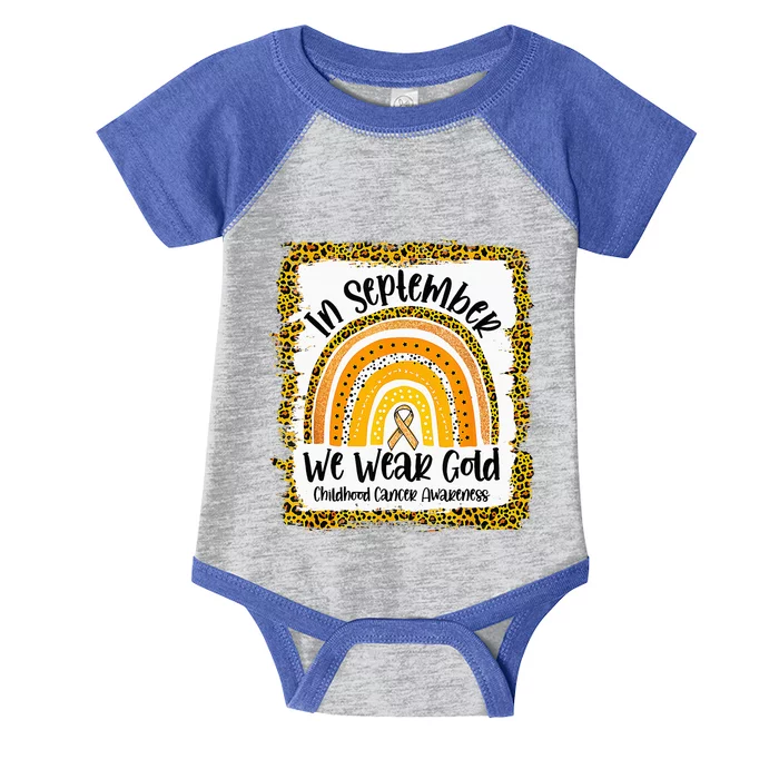 Childhood In September We Wear Gold Rainbow Childhood Cancer Infant Baby Jersey Bodysuit