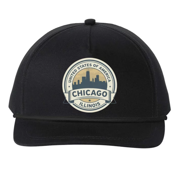 Chicago Illinois Stamp Logo Snapback Five-Panel Rope Hat