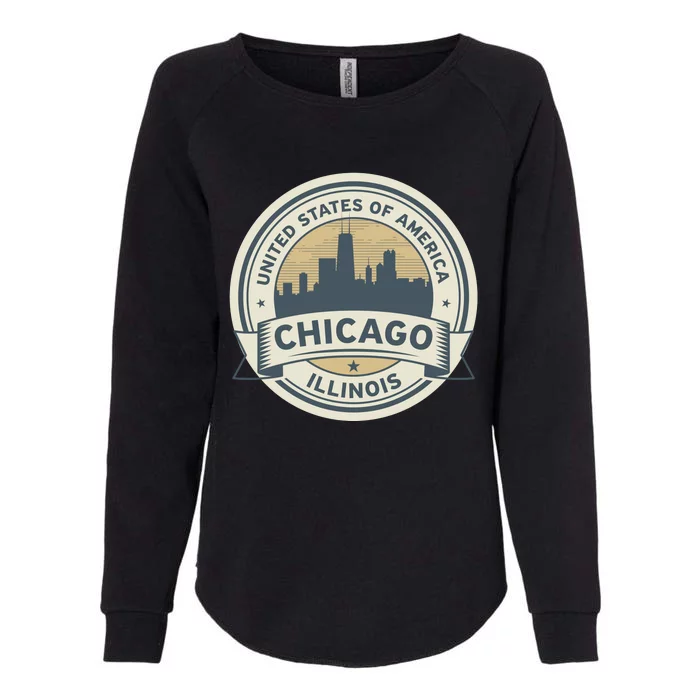 Chicago Illinois Stamp Logo Womens California Wash Sweatshirt