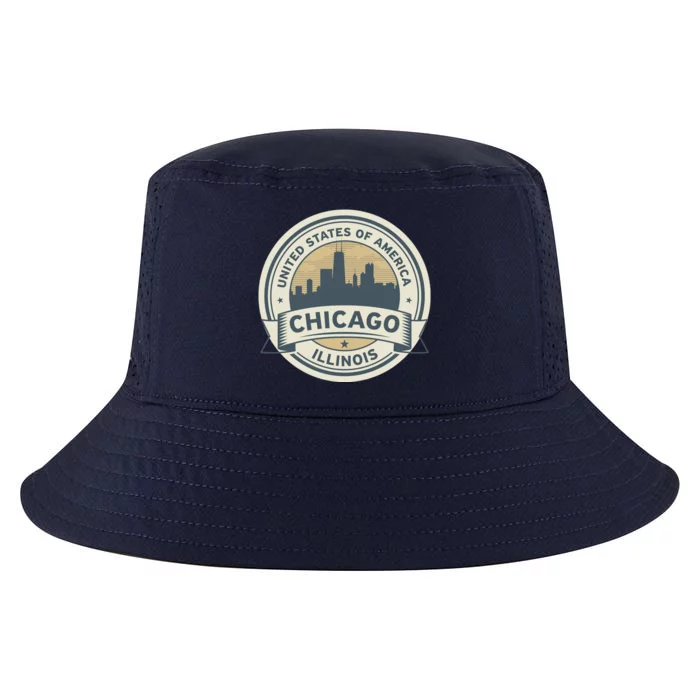 Chicago Illinois Stamp Logo Cool Comfort Performance Bucket Hat