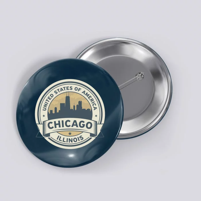 Chicago Illinois Stamp Logo Button