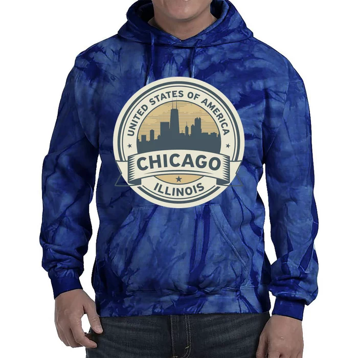 Chicago Illinois Stamp Logo Tie Dye Hoodie