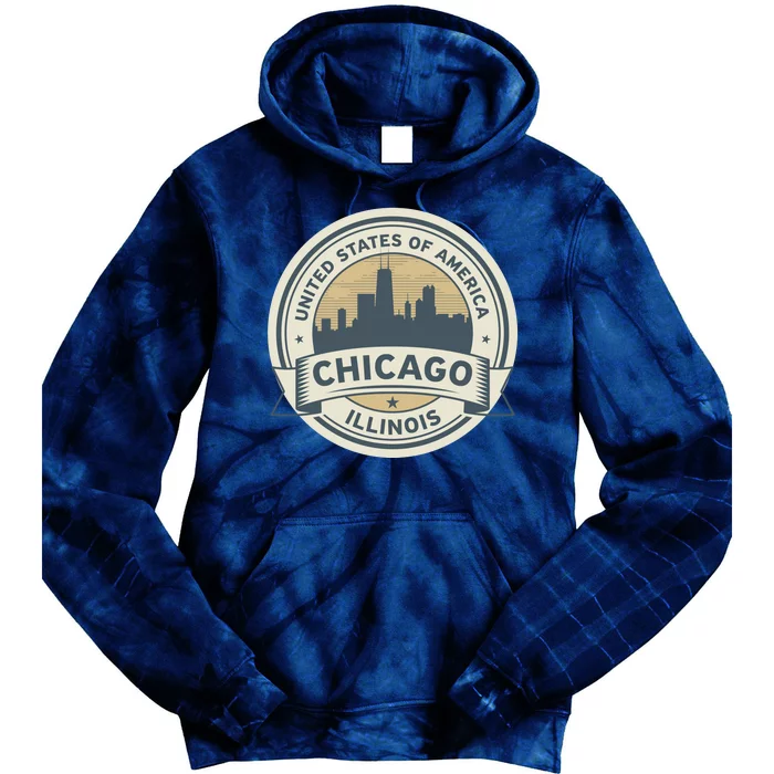 Chicago Illinois Stamp Logo Tie Dye Hoodie