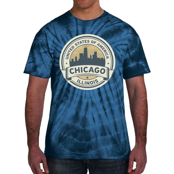 Chicago Illinois Stamp Logo Tie-Dye T-Shirt