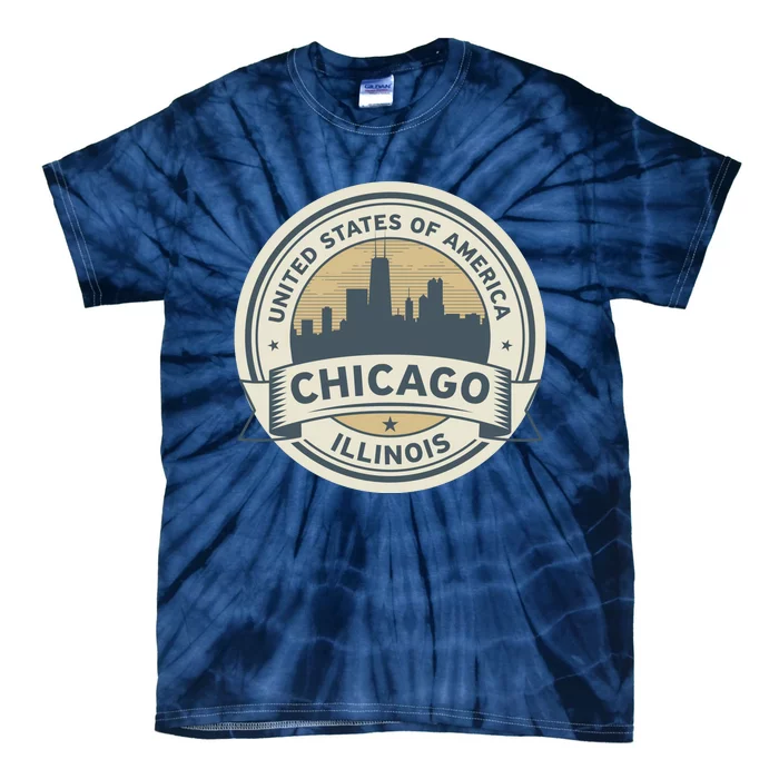 Chicago Illinois Stamp Logo Tie-Dye T-Shirt