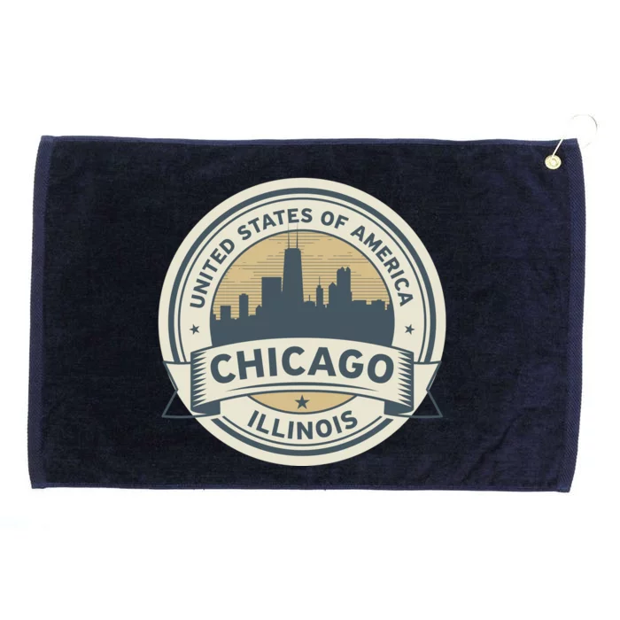 Chicago Illinois Stamp Logo Grommeted Golf Towel