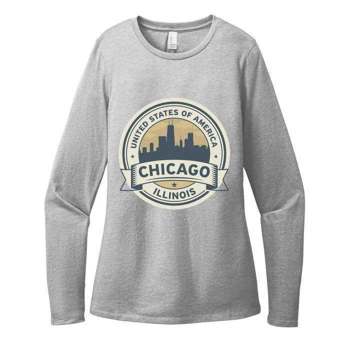 Chicago Illinois Stamp Logo Womens CVC Long Sleeve Shirt