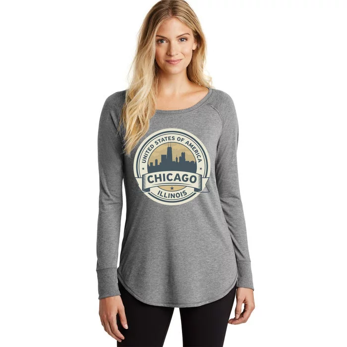 Chicago Illinois Stamp Logo Women's Perfect Tri Tunic Long Sleeve Shirt