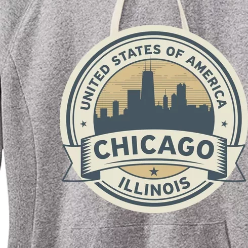 Chicago Illinois Stamp Logo Women's Fleece Hoodie