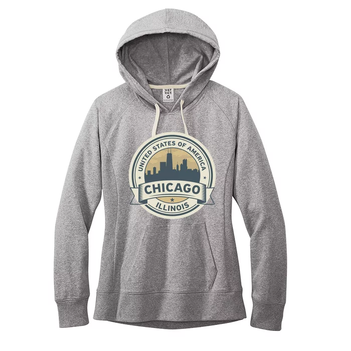 Chicago Illinois Stamp Logo Women's Fleece Hoodie