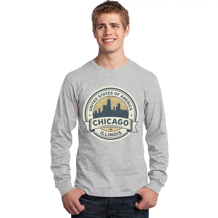 Chicago Illinois Stamp Logo Tall Long Sleeve T-Shirt