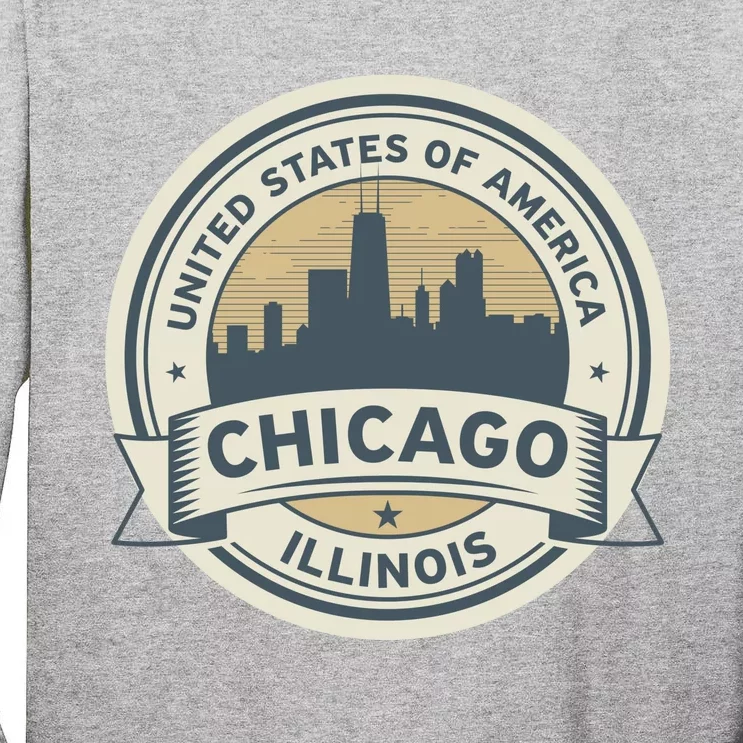 Chicago Illinois Stamp Logo Tall Long Sleeve T-Shirt