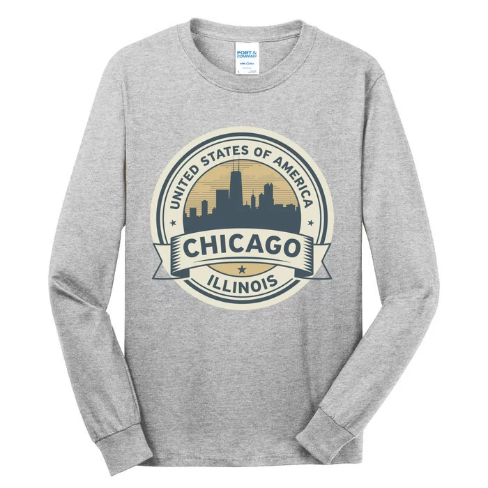 Chicago Illinois Stamp Logo Tall Long Sleeve T-Shirt