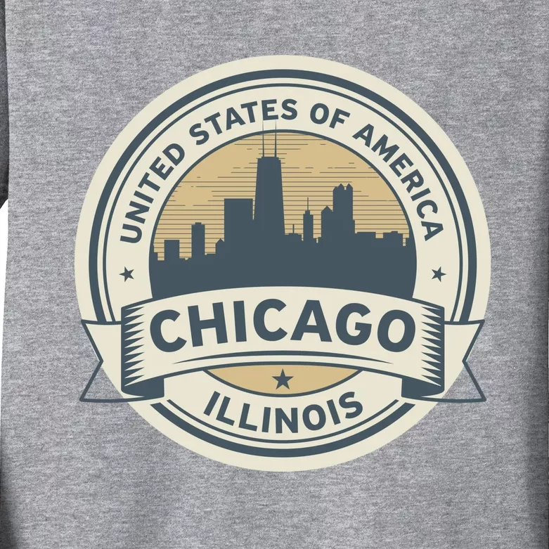 Chicago Illinois Stamp Logo Kids Long Sleeve Shirt