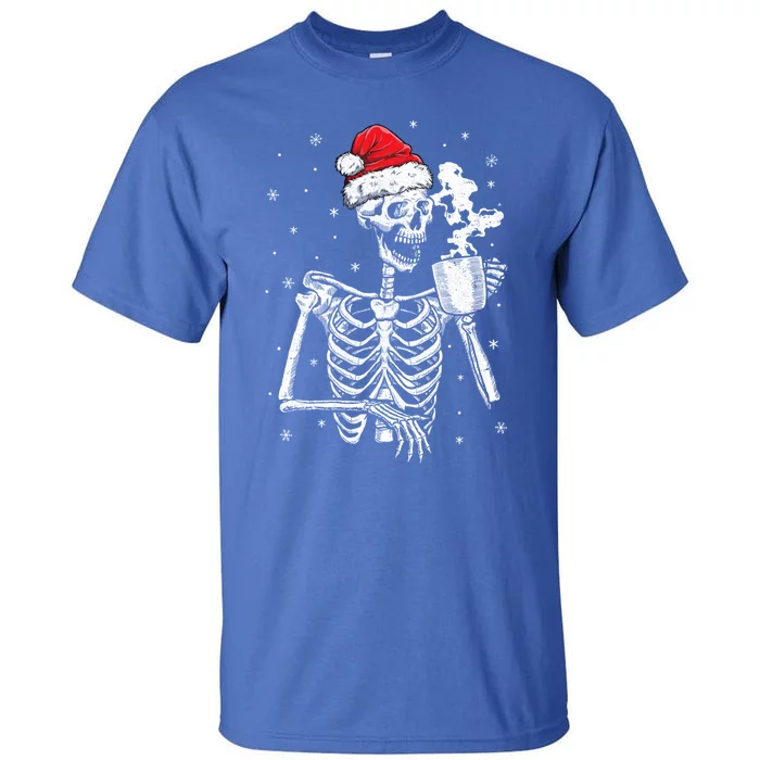 Coffee Ing Skeleton Christmas Skull Santa Hat Xmas Gift Tall T-Shirt