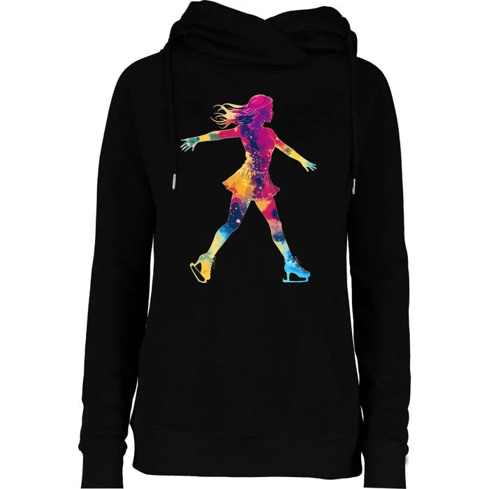 Cute Ice Skating Skater Figure Skating Womens Funnel Neck Pullover Hood