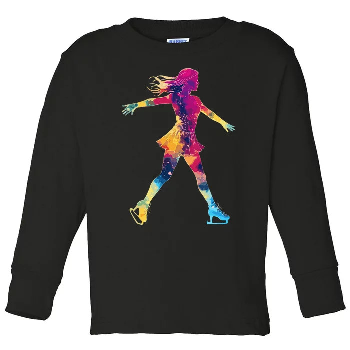 Cute Ice Skating Skater Figure Skating Toddler Long Sleeve Shirt