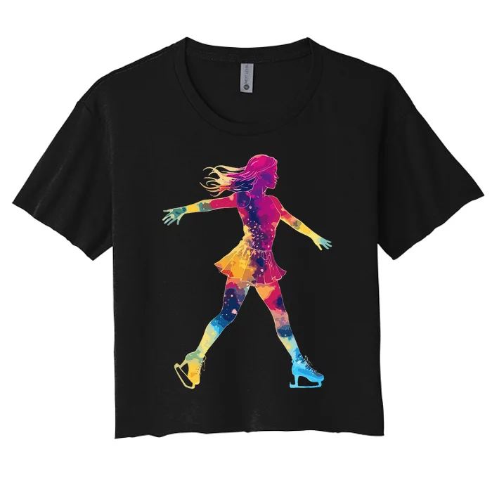 Cute Ice Skating Skater Figure Skating Women's Crop Top Tee