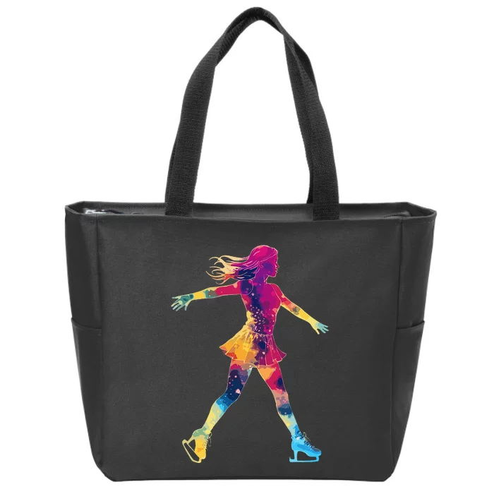 Cute Ice Skating Skater Figure Skating Zip Tote Bag