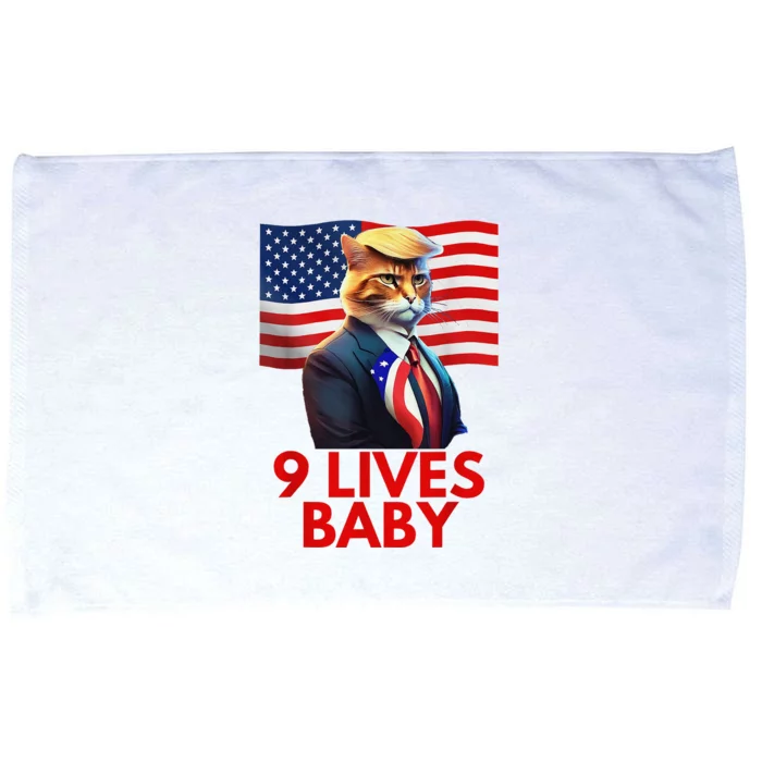 Cat In Suite With Trump Hair American Flag Nine Lives Baby Microfiber Hand Towel