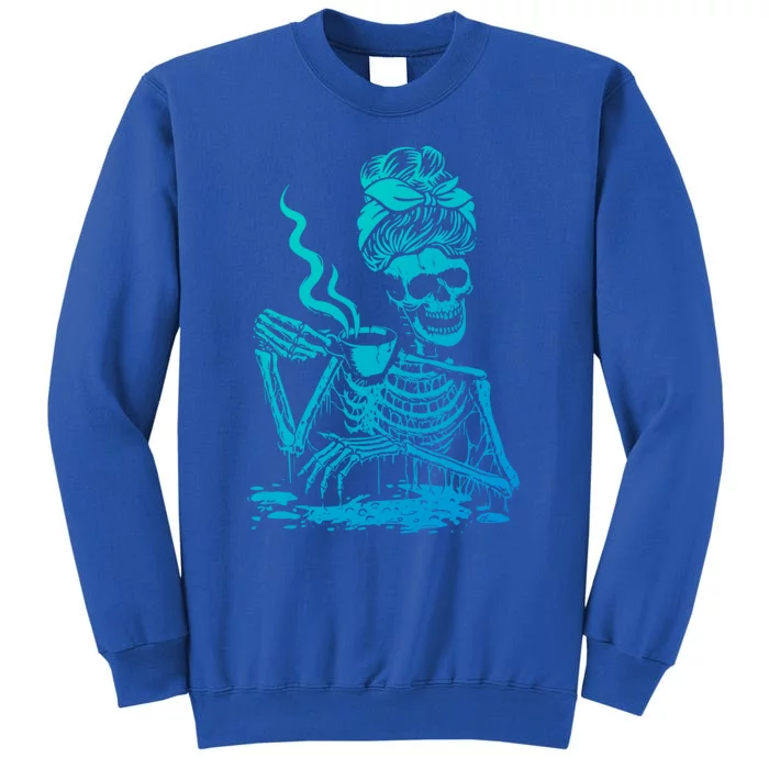 Coffee Ing Skeleton Coffee Messy Bun Halloween Cute Gift Sweatshirt