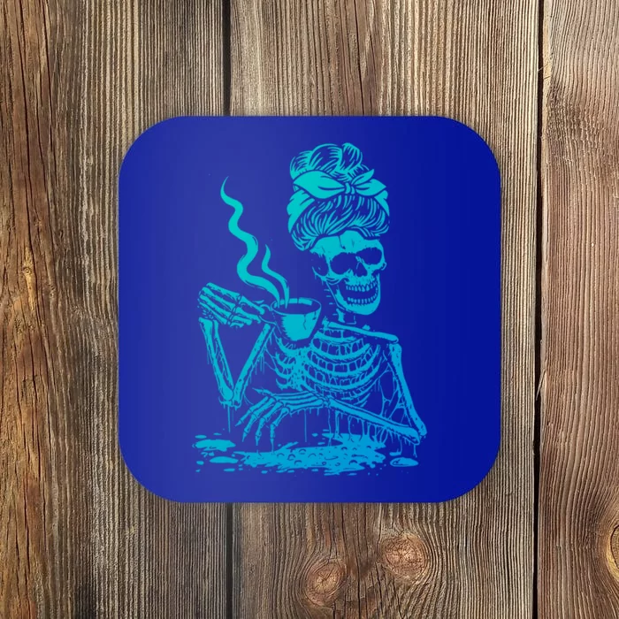 Coffee Ing Skeleton Coffee Messy Bun Halloween Cute Gift Coaster