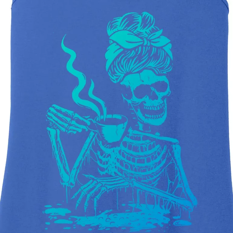 Coffee Ing Skeleton Coffee Messy Bun Halloween Cute Gift Ladies Essential Tank