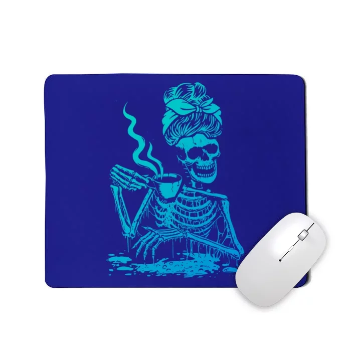 Coffee Ing Skeleton Coffee Messy Bun Halloween Cute Gift Mousepad