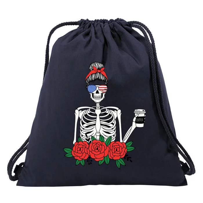 Coffee Ing Skeleton Halloween Scary Ghost Great Gift Drawstring Bag