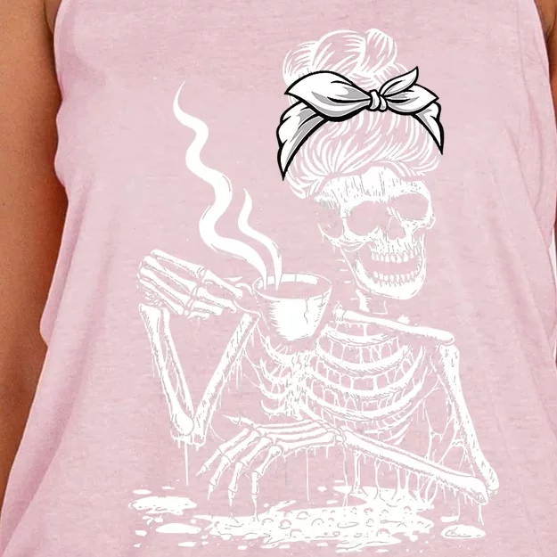 Coffee Ing Skeleton Lazy Diy Halloween Costume Gift Women's Knotted Racerback Tank