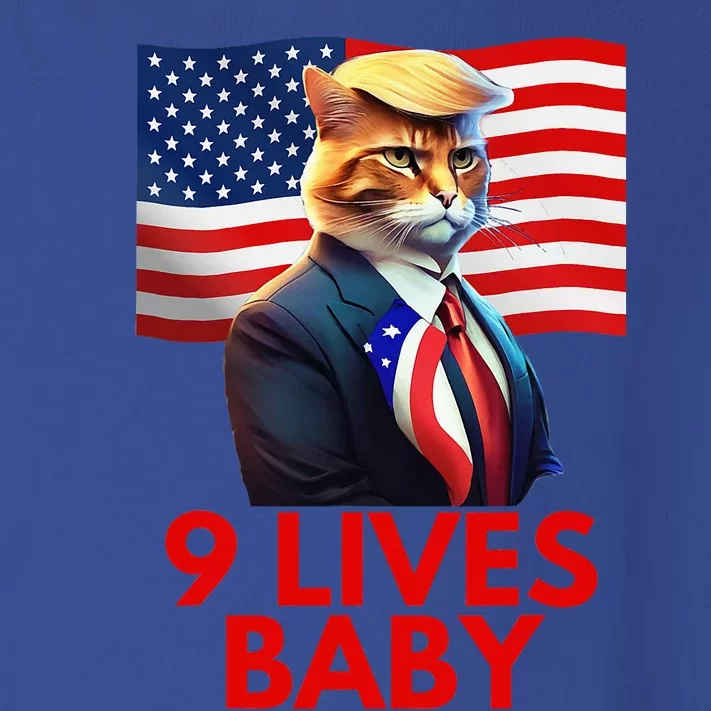 Cat In Suite With Trump Hair American Flag Nine Lives Baby Toddler Long Sleeve Shirt