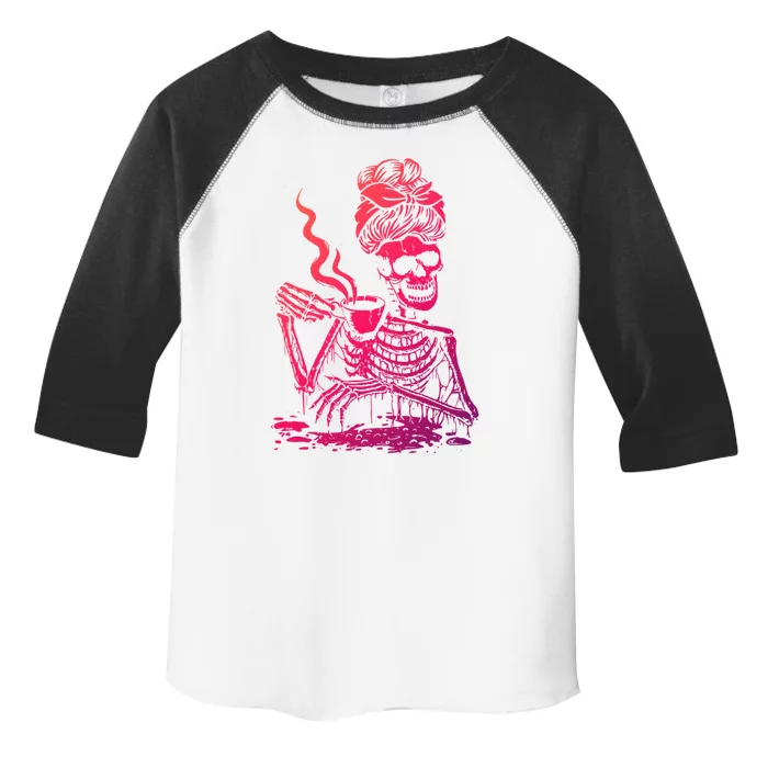 Coffee Ing Skeleton Coffee Messy Bun Halloween Cute Gift Toddler Fine Jersey T-Shirt