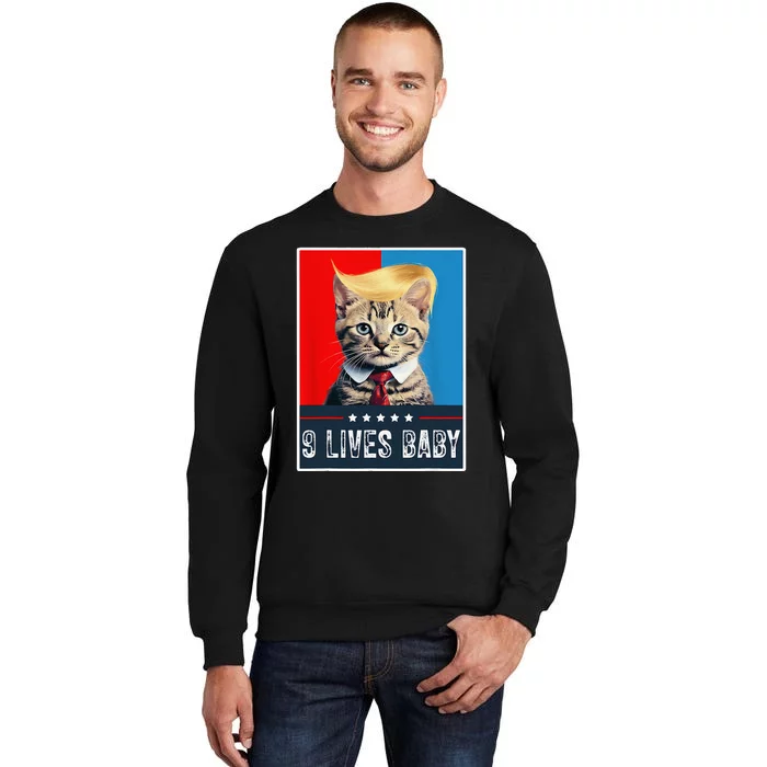 Cat In Suite With Trump Hair American Flag Nine Lives Baby Sweatshirt