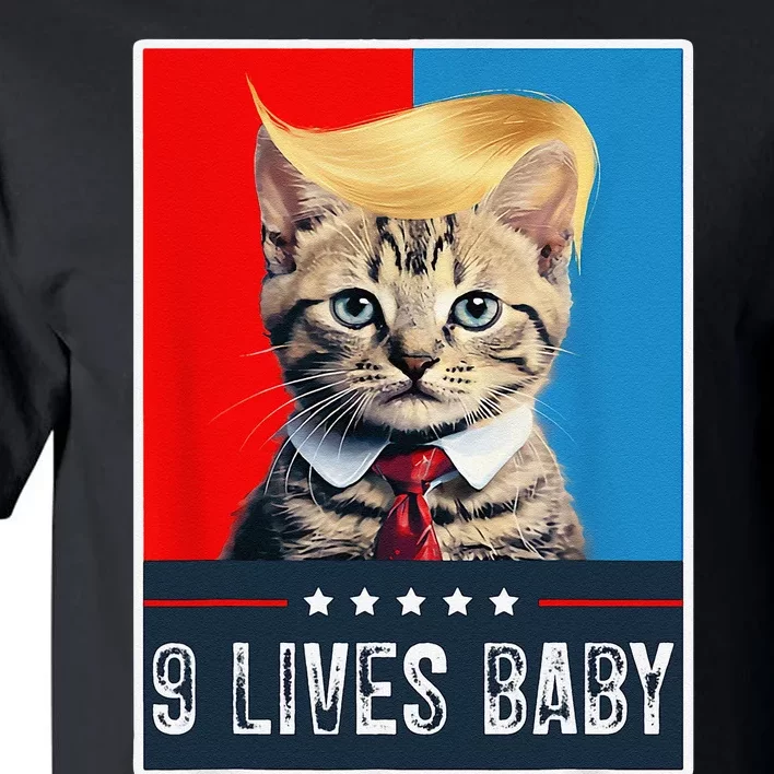 Cat In Suite With Trump Hair American Flag Nine Lives Baby Tall T-Shirt