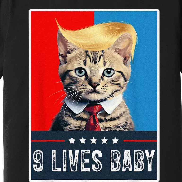 Cat In Suite With Trump Hair American Flag Nine Lives Baby Premium T-Shirt