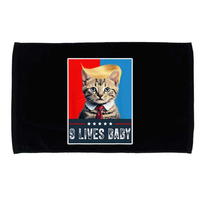 Cat In Suite With Trump Hair American Flag Nine Lives Baby Microfiber Hand Towel